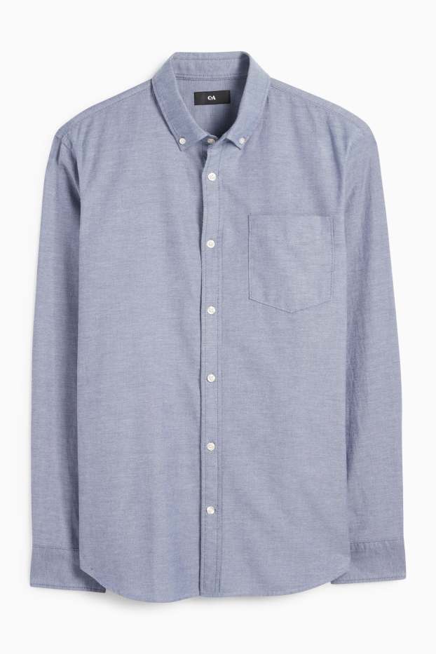 Herren - Hemd - Regular Fit - Button-down - blau