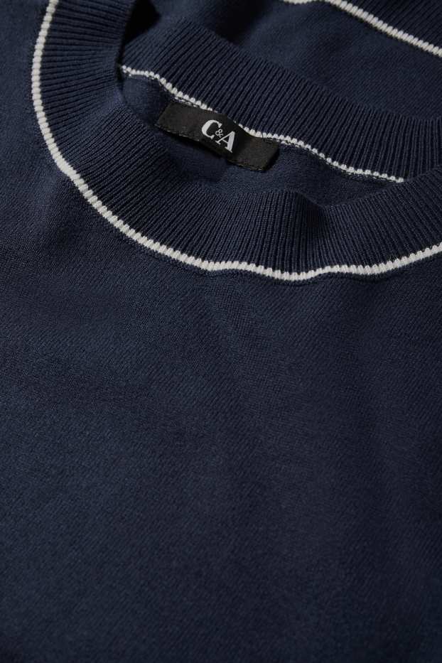 Femmes - Pull en maille - manches courtes - bleu foncé
