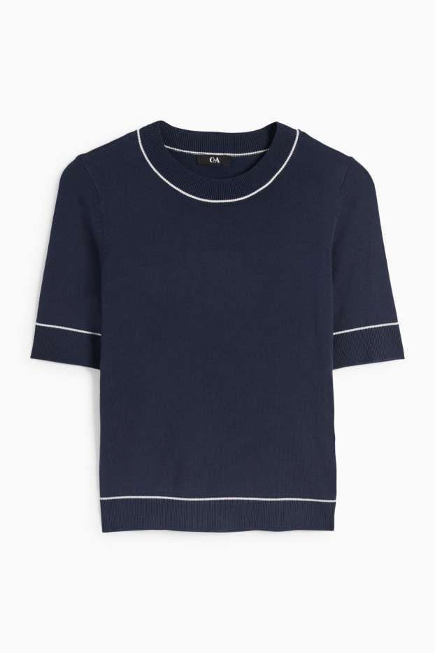 Femmes - Pull en maille - manches courtes - bleu foncé