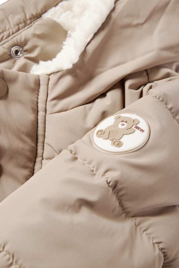 Baby Jungen - Bärchen - Baby-Steppjacke mit Kapuze - beige