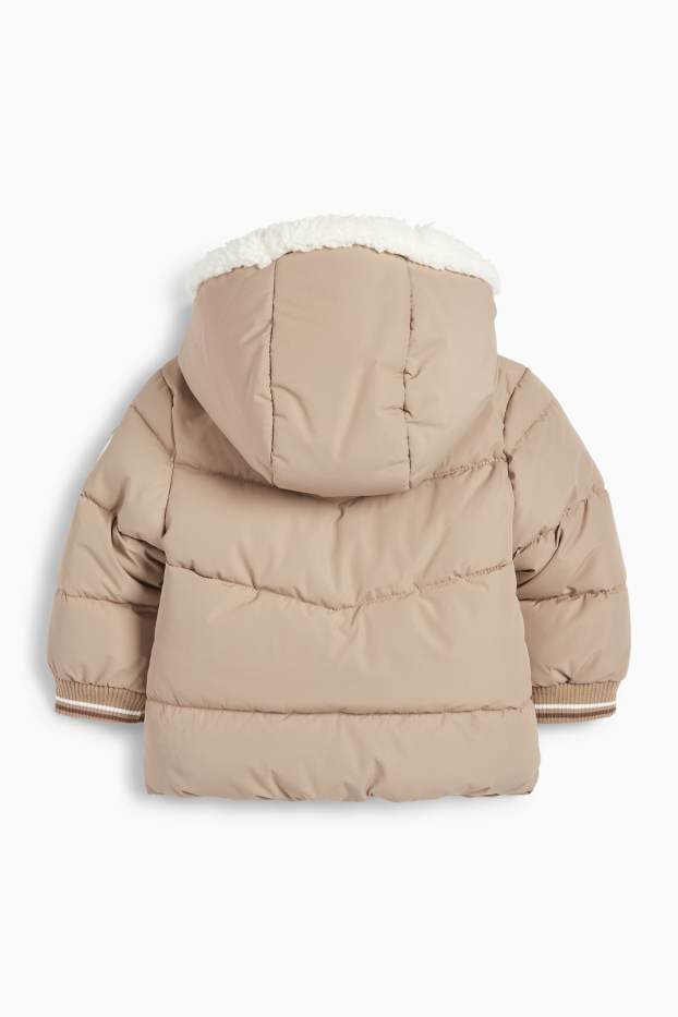Baby Jungen - Bärchen - Baby-Steppjacke mit Kapuze - beige