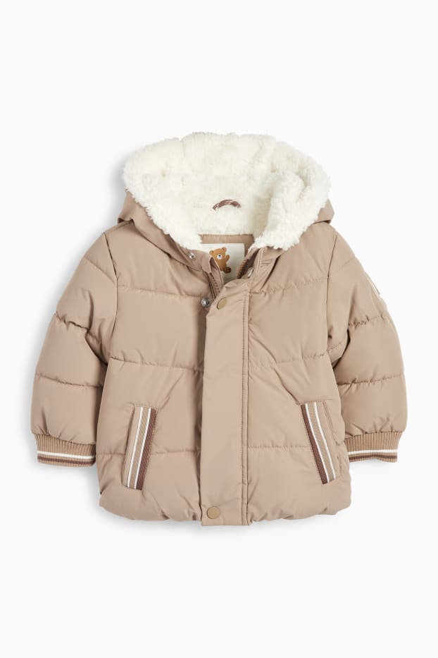 Baby Jungen - Bärchen - Baby-Steppjacke mit Kapuze - beige