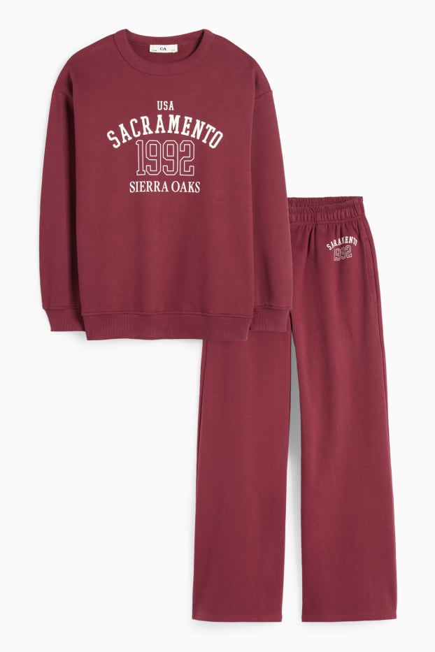 Kinderen: meisjes - Sacramento - set - sweatshirt en joggingbroek - 2-delig - bordeaux