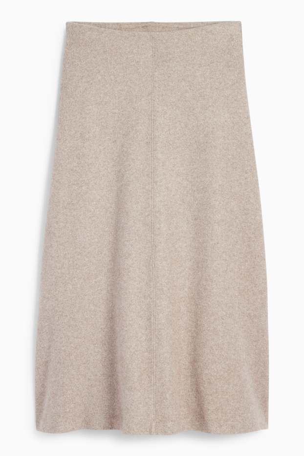 Dames - Gebreide rok - licht beige