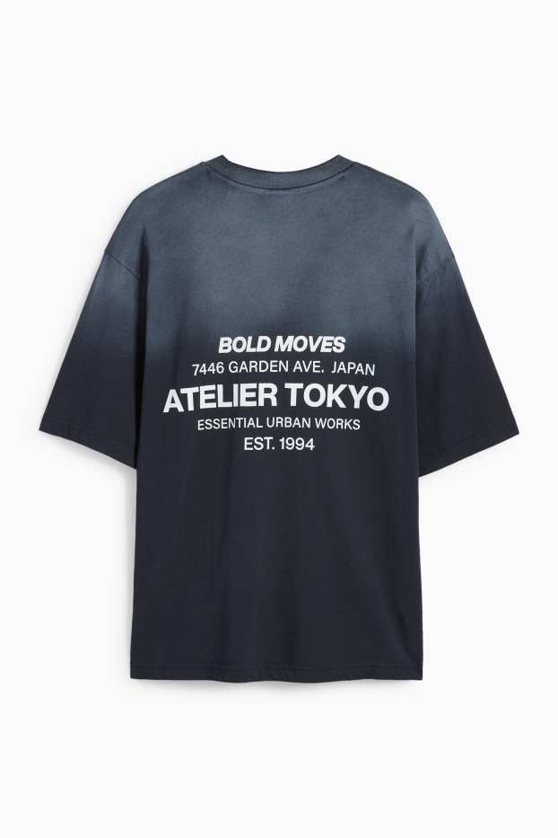 Herren - T-Shirt - Oversized - gemustert - schwarz-melange