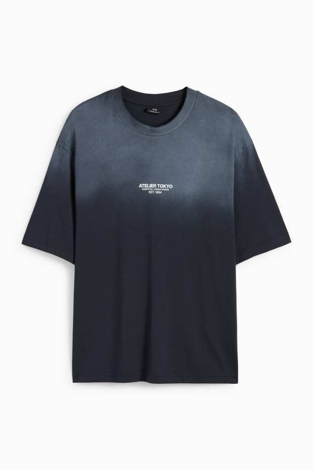 Herren - T-Shirt - Oversized - gemustert - schwarz-melange