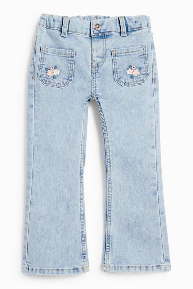 Kinder Mädchen - Blume - Flared Jeans - LYCRA® - helljeansblau