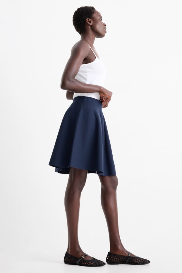 Femmes - Jupe en maille - bleu foncé