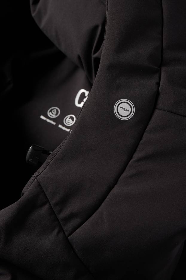 Uomo - Giacca trapuntata con cappuccio - idrorepellente - nero