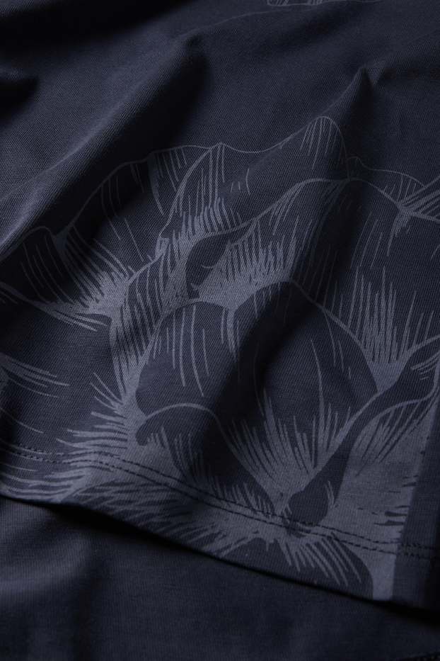 Donna - Maglia a maniche lunghe - a fiori - blu scuro