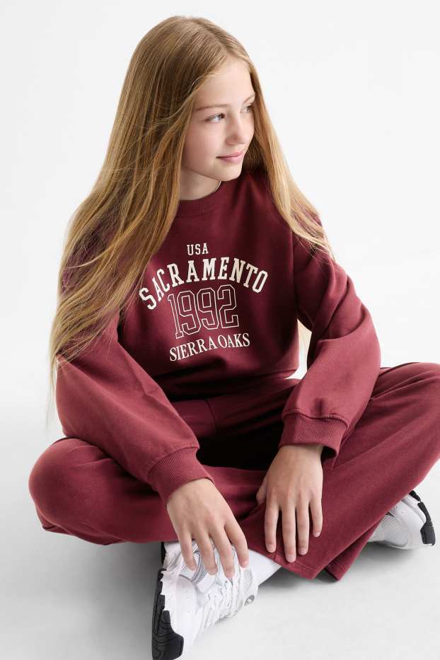 Kinderen: meisjes - Sacramento - set - sweatshirt en joggingbroek - 2-delig - bordeaux