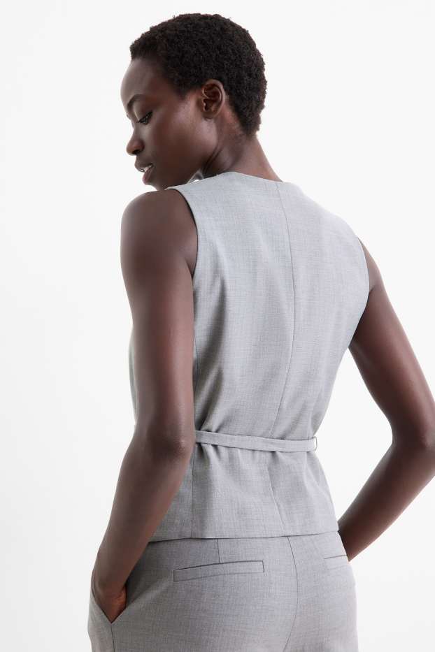Women - Business waistcoat - regular fit - pinstripes - gray