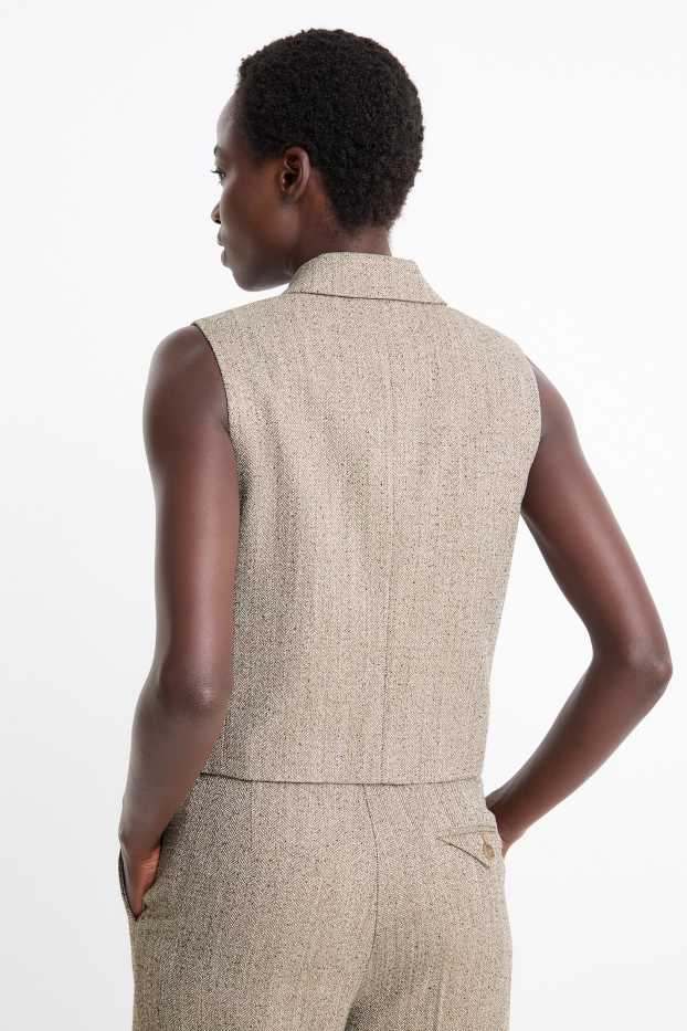 Mujer - Chaleco de oficina - regular fit - con textura - gris jaspeado