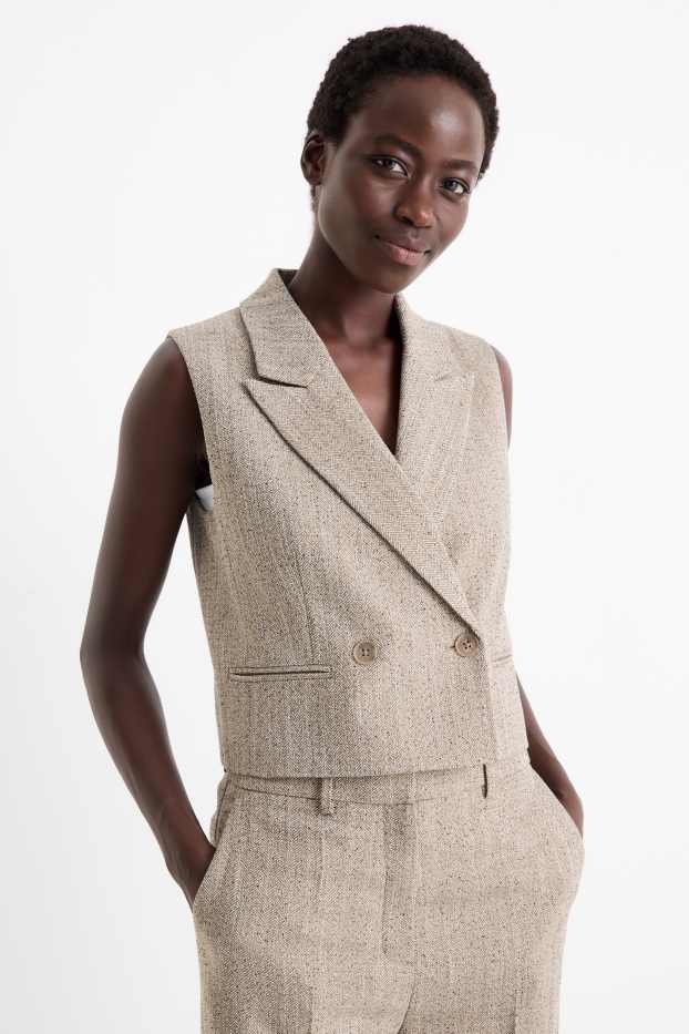 Mujer - Chaleco de oficina - regular fit - con textura - gris jaspeado