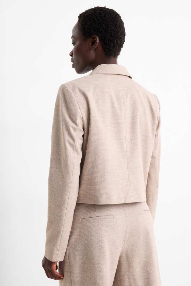 Women - Business blazer - regular fit - textured - beige