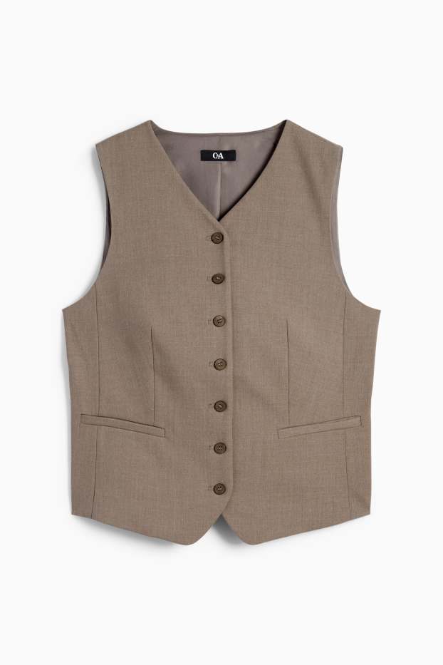 Women - Business waistcoat - fitted - light brown