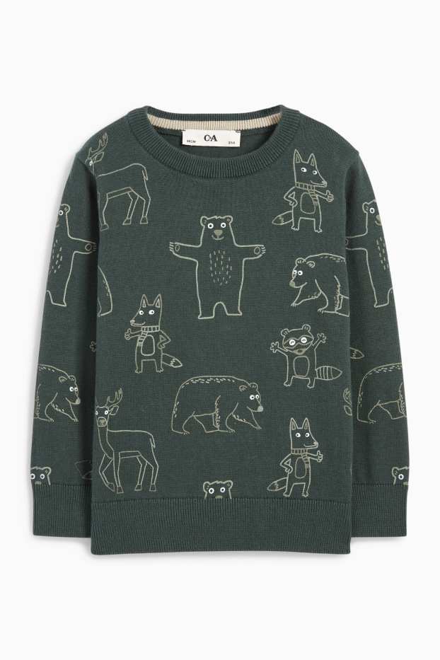 Kinder Jungen - Wildtiere - Pullover - dunkelgrün