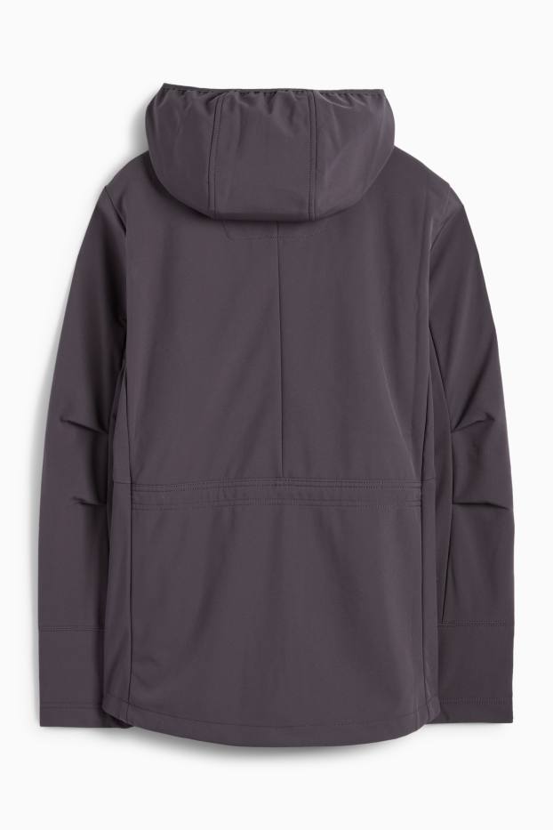 Women - Softshell jacket with hood - water-repellent - 4-Way Stretch - dark gray