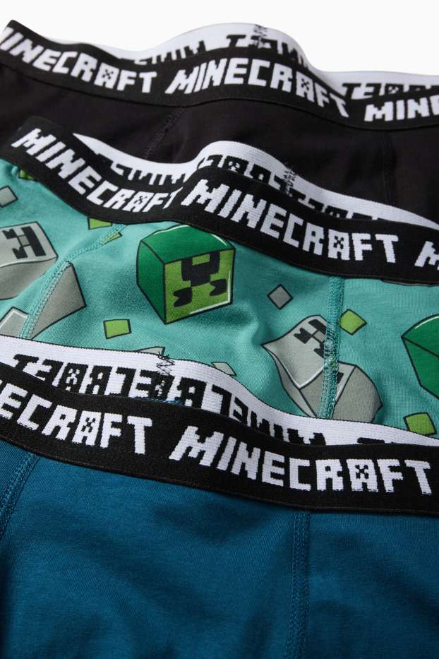 Enfants garçons - Lot de 3 - Minecraft - caleçons - bleu pétrole