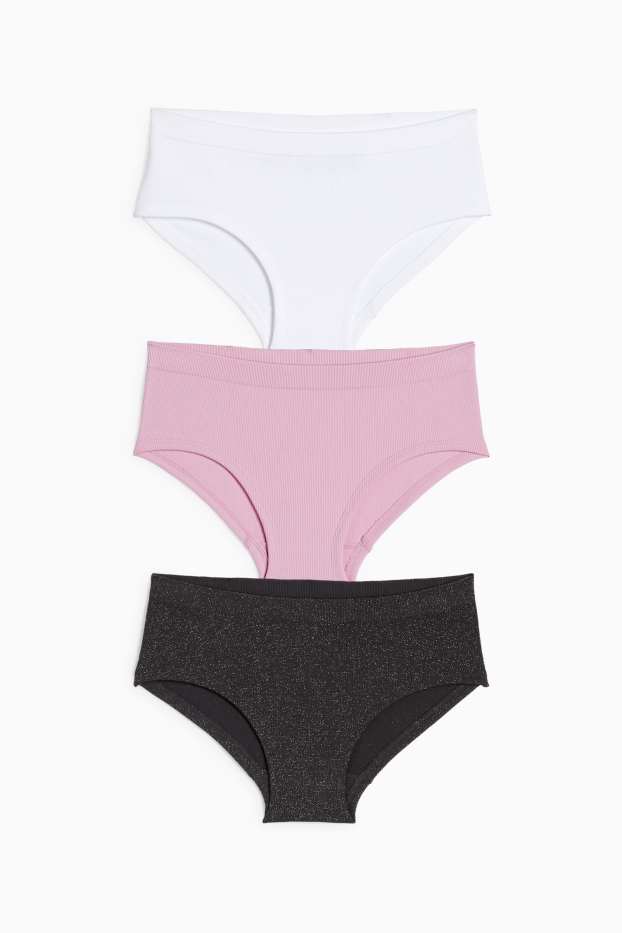 Children Girls - Multipack of 3 - knickers - ribbed - dark gray