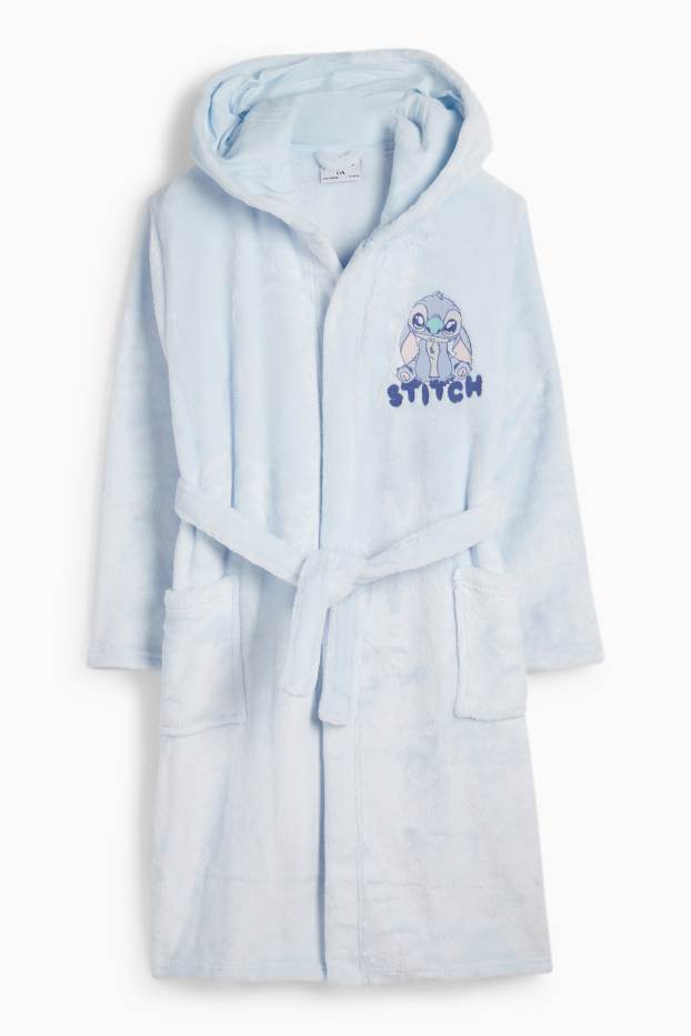 Children Girls - Lilo & Stitch - bathrobe with hood - light blue