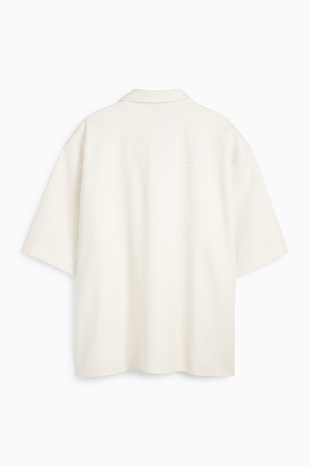 Pánské - Košile - relaxed fit - klopový límec - strukturovaná - světle béžová