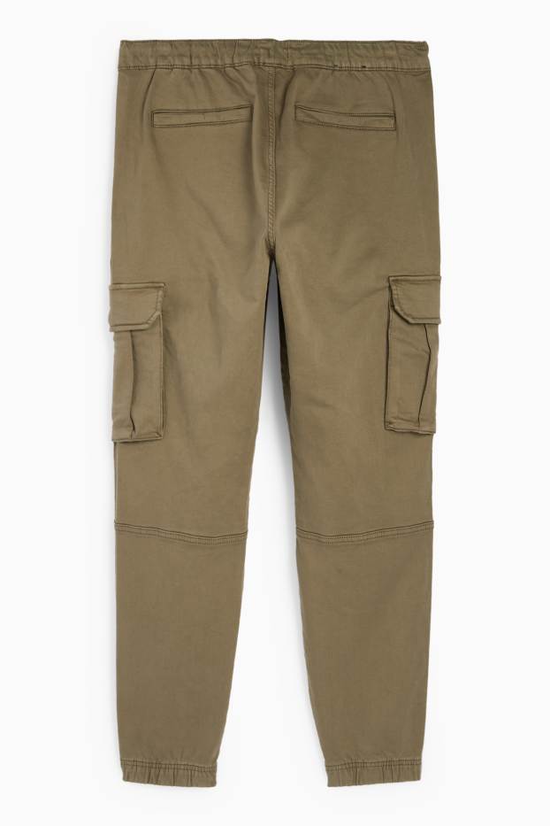 Pánské - Cargo kalhoty - tapered fit - LYCRA® - zelená