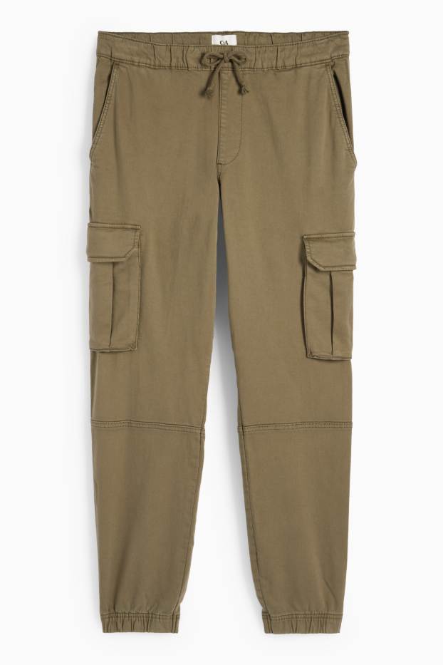 Pánské - Cargo kalhoty - tapered fit - LYCRA® - zelená
