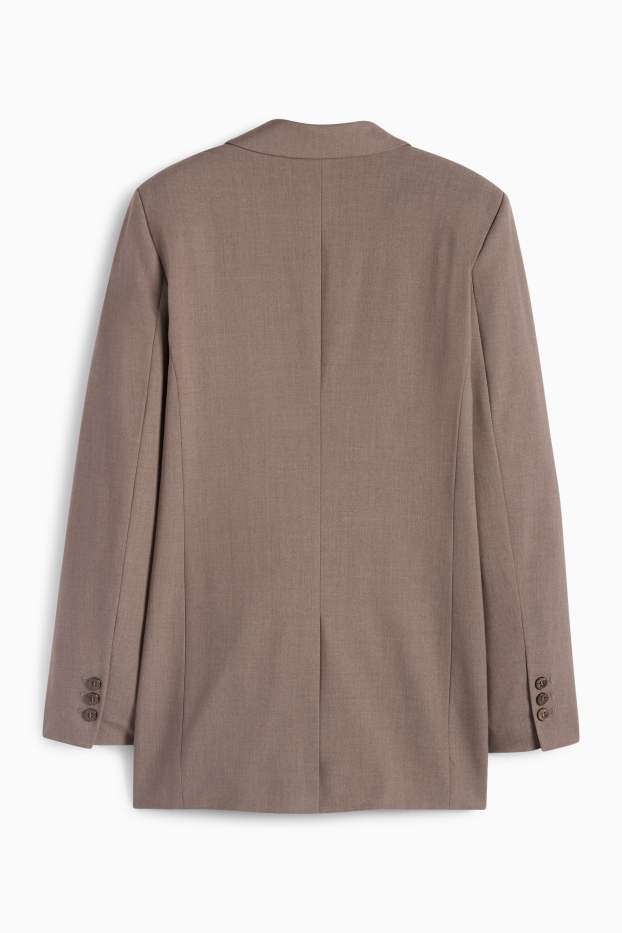 Women - Long blazer - relaxed fit - brown-melange