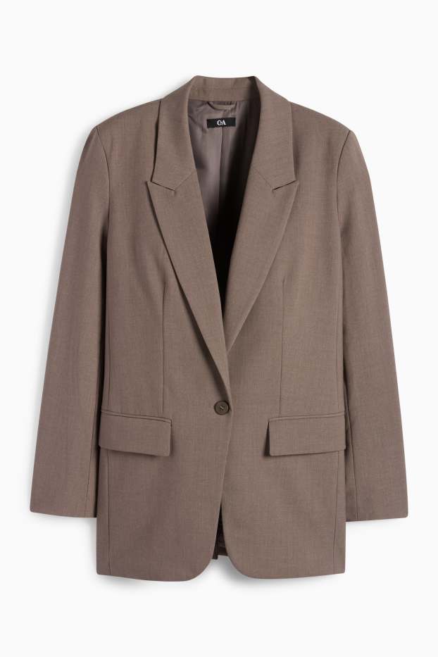 Women - Long blazer - relaxed fit - brown-melange
