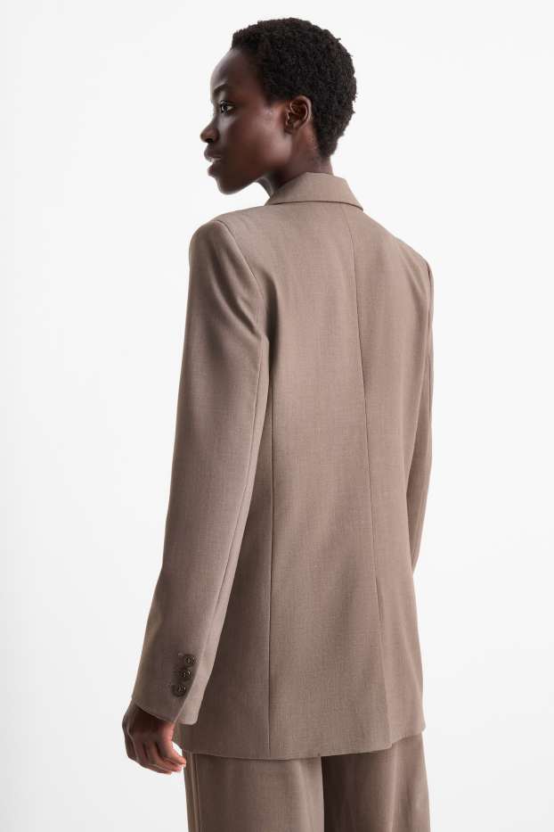 Women - Long blazer - relaxed fit - brown-melange