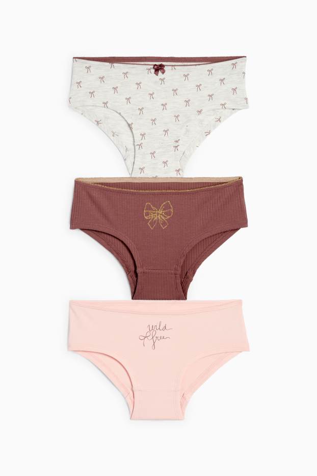 Kinder Mädchen - Multipack 3er - Schleife - Slip - braun