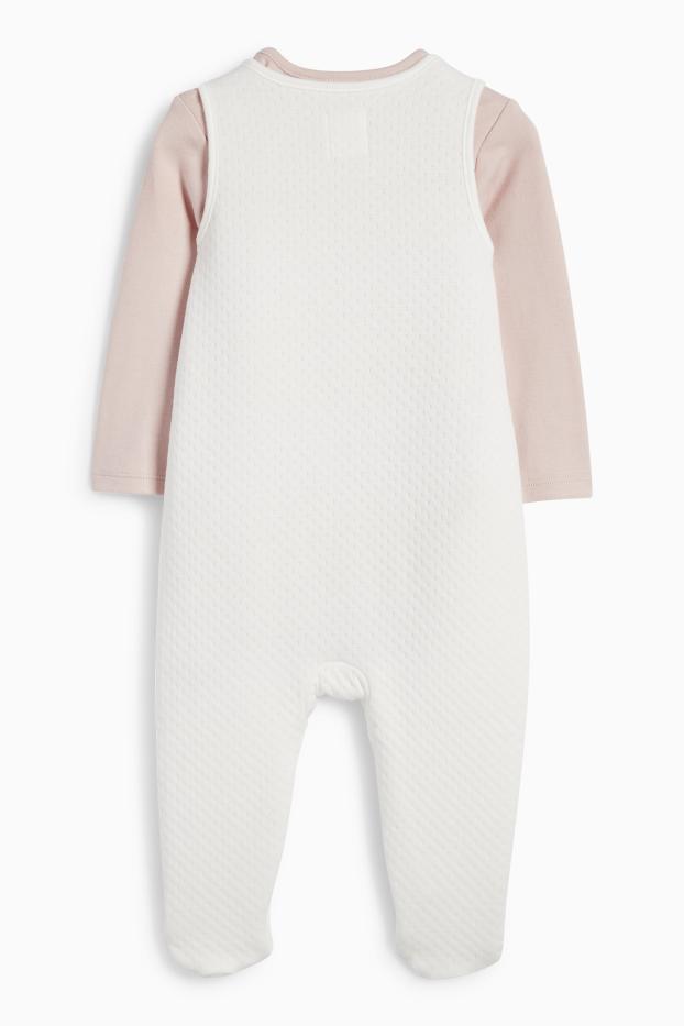 Baby Mädchen - Bambi - Strampler-Set - 2 teilig - weiß / rosa