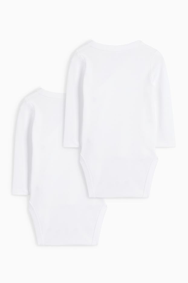 Unisex - Multipack of 2 - baby wrapover bodysuit - white
