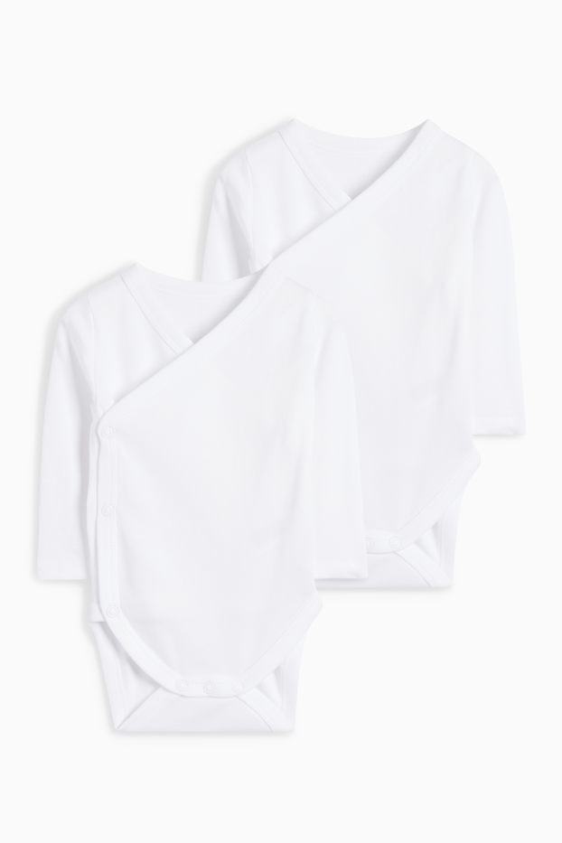 Unisex - Multipack of 2 - baby wrapover bodysuit - white