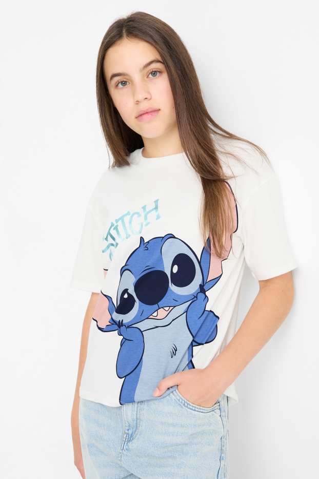 Kinder Mädchen - Multipack 2er - Lilo & Stitch - Kurzarmshirt - weiß