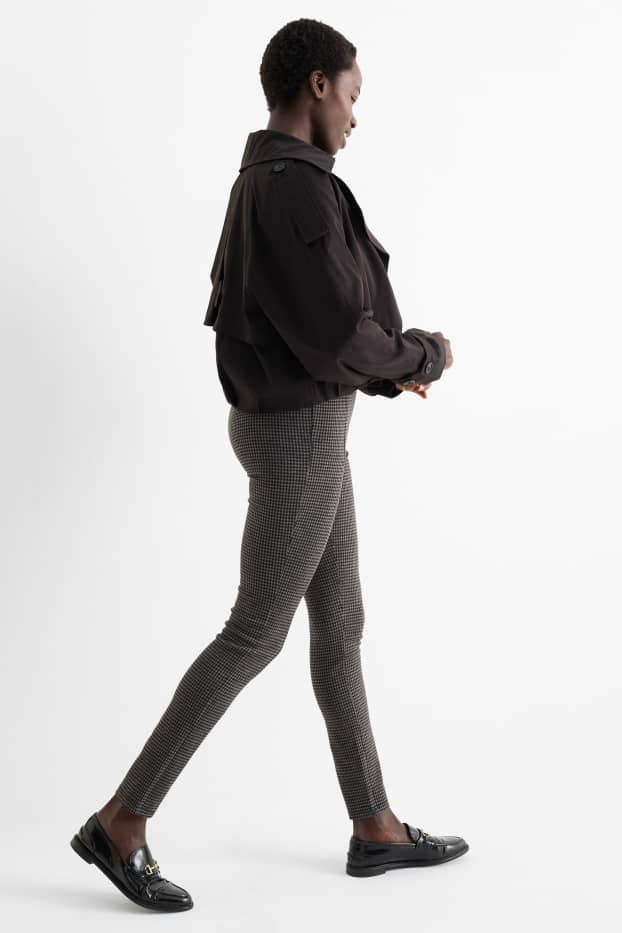 Women - Leggings - check - dark gray