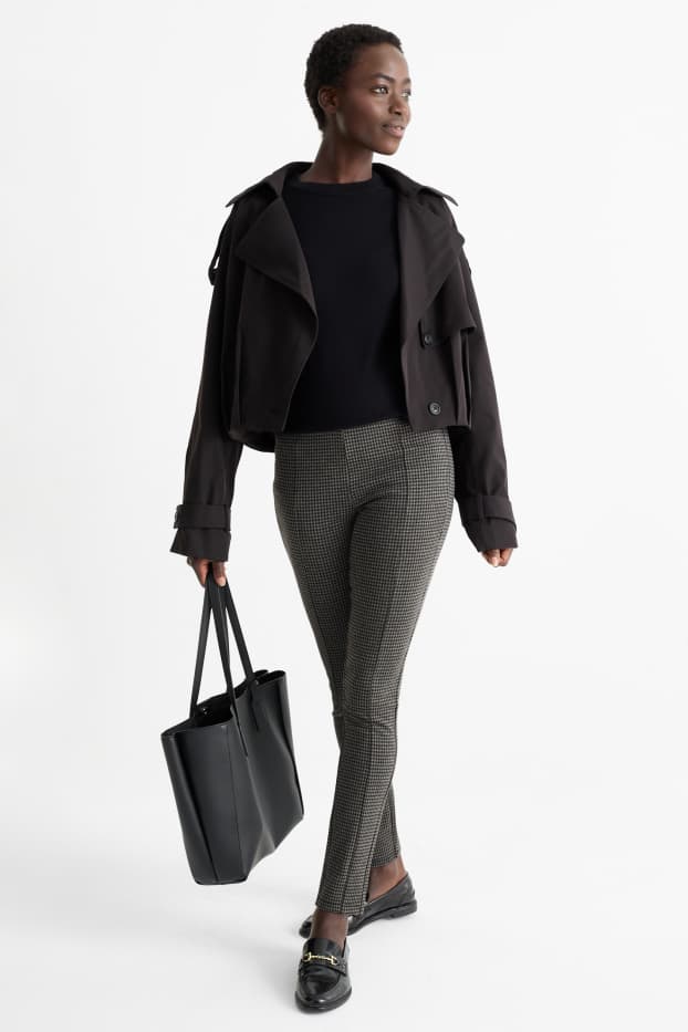 Women - Leggings - check - dark gray