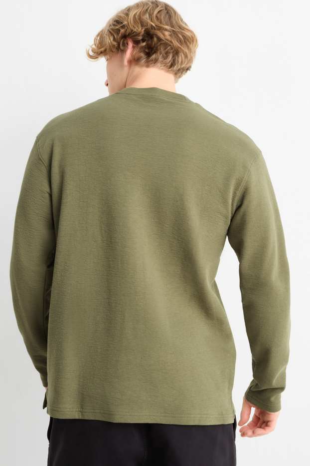 Hombre - Camiseta de manga larga - con textura - verde