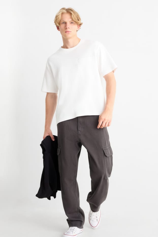 Heren - Cargobroek - relaxed fit - donkergrijs