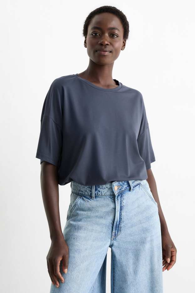 Femmes - T-shirt - relaxed fit - bleu foncé