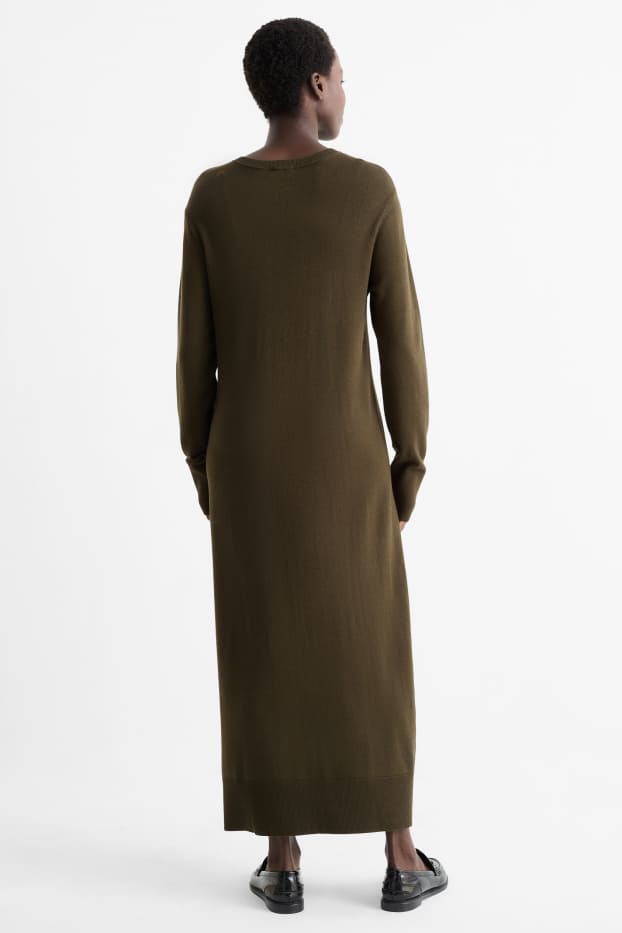 Donna - Vestito in maglia - verde scuro