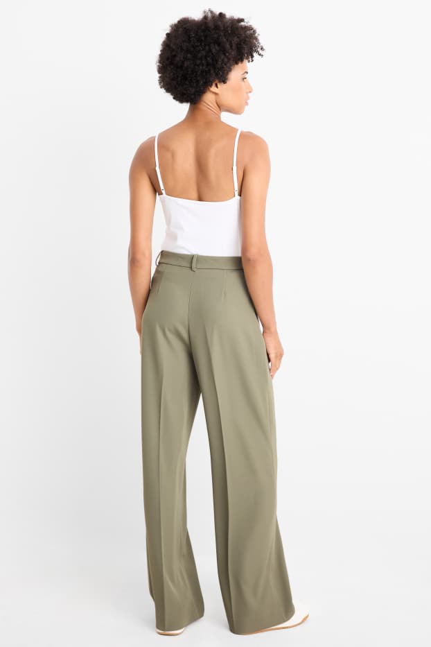 Dames - Business-broek - high waist - relaxed fit - kaki