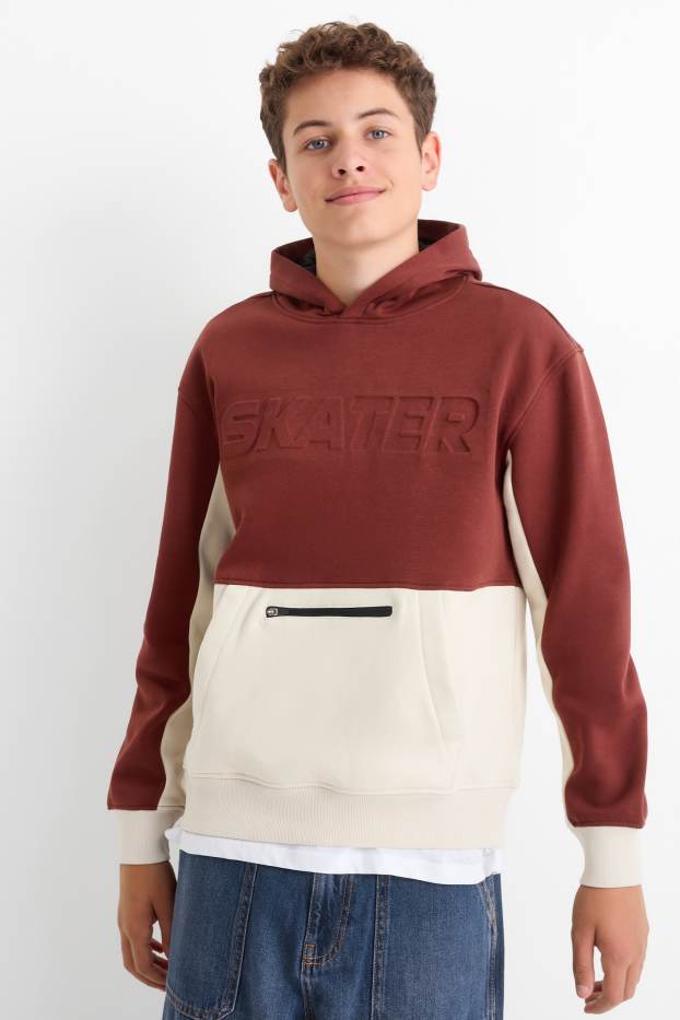 Kinderen: jongens - Skater - hoodie - bruin / beige