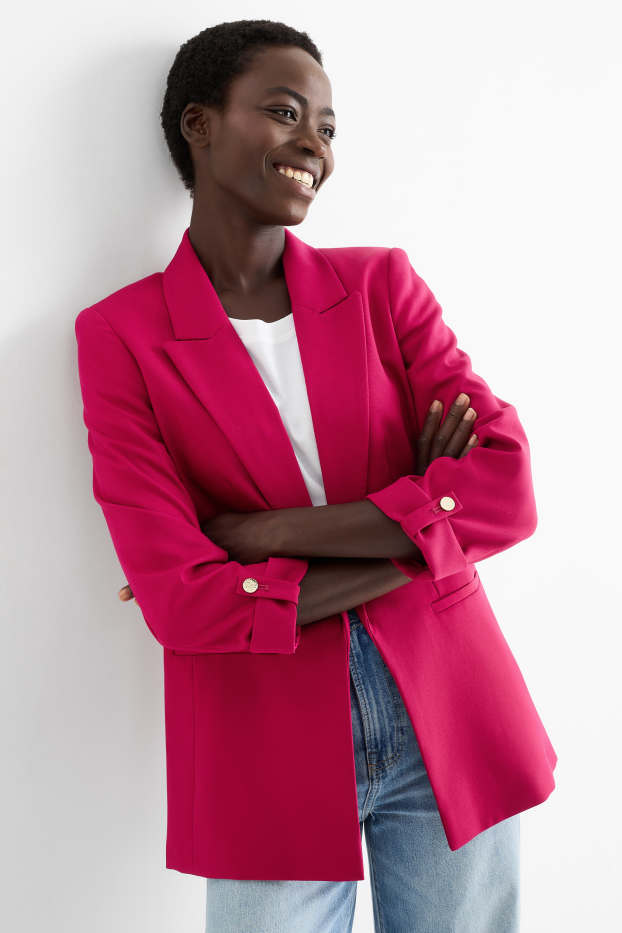 Dames - Lange blazer - regular fit - fuchsiarood
