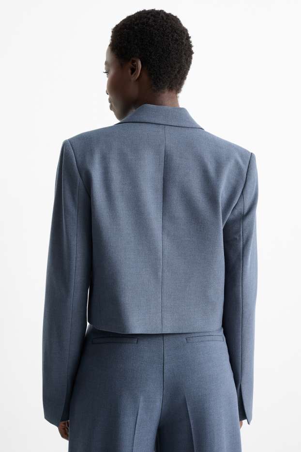 Damen - Crop Blazer - Regular Fit - strukturiert - dunkelblau