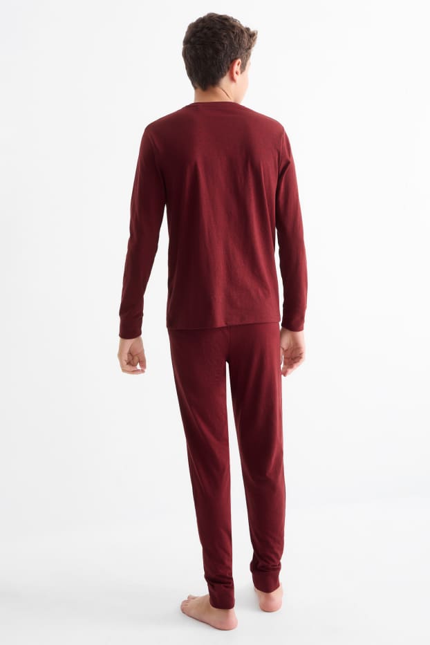 Kinder Jungen - Multipack 2er - Wolf - Pyjama - 4 teilig - rot / grau