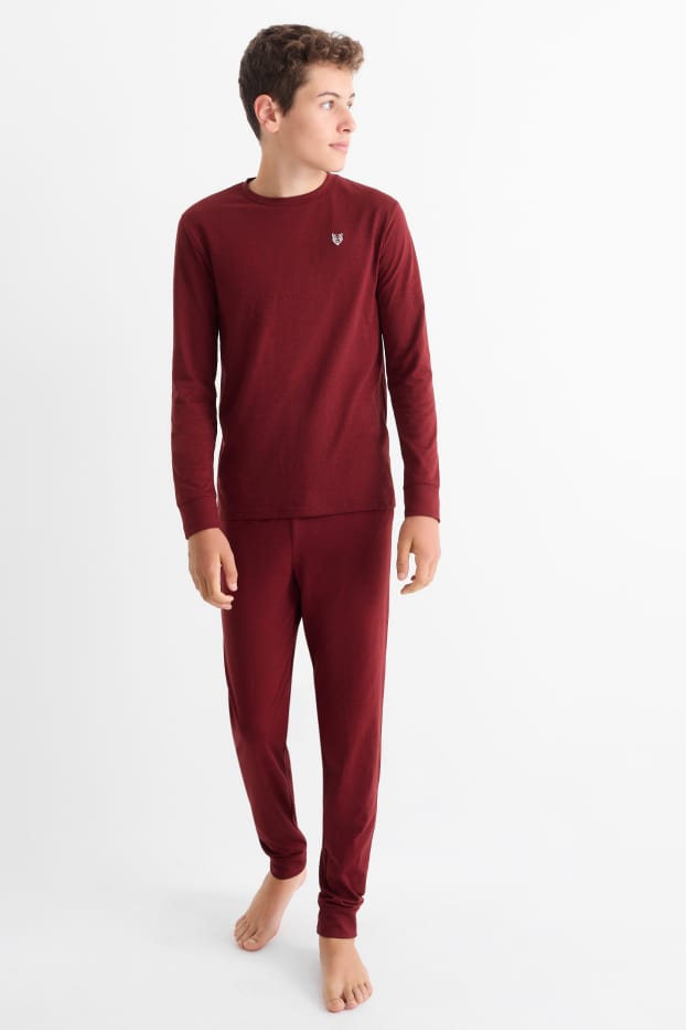 Kinder Jungen - Multipack 2er - Wolf - Pyjama - 4 teilig - rot / grau