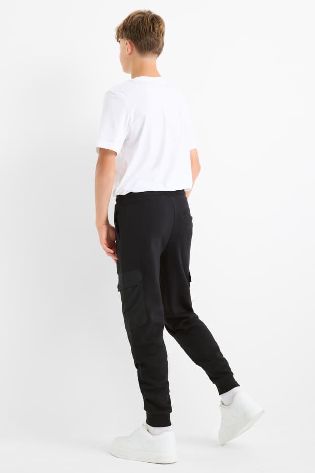 Enfants garçons - Pantalon de jogging cargo - noir