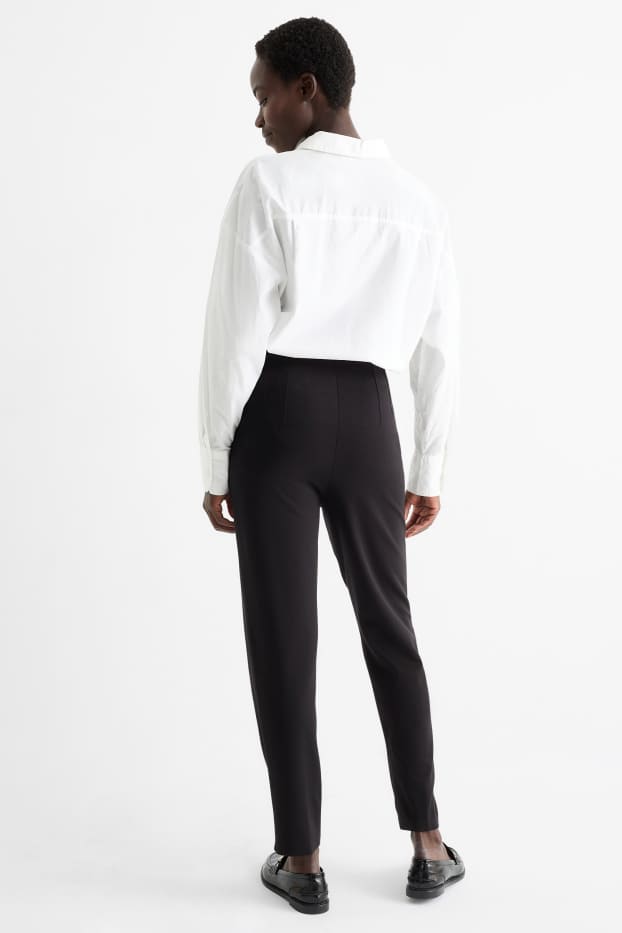Donna - Pantaloni di jersey - vita media - slim fit - nero